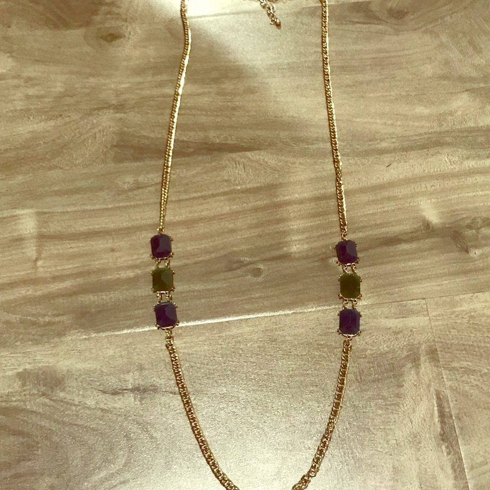 Gold necklace with Blue and Green Accents